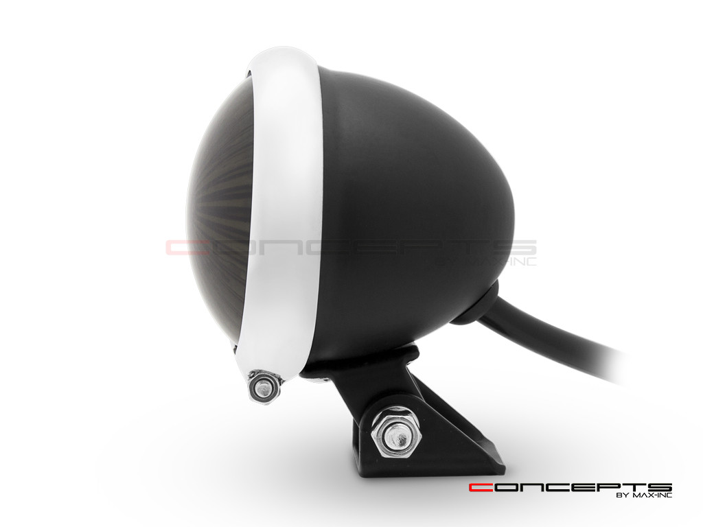 Matte Black + Chrome Mini Bates LED Stop / Tail Light - Smoked Lens