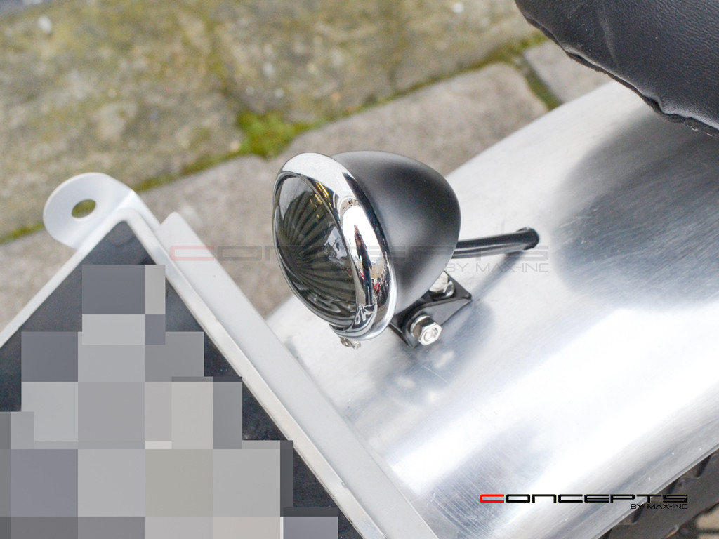 Matte Black + Chrome Mini Bates LED Stop / Tail Light - Smoked Lens