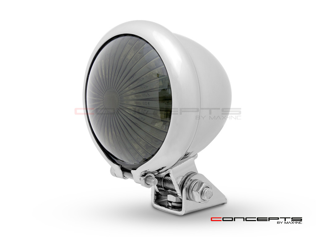 Chrome Mini Bates LED Stop / Tail Light - Smoked Lens