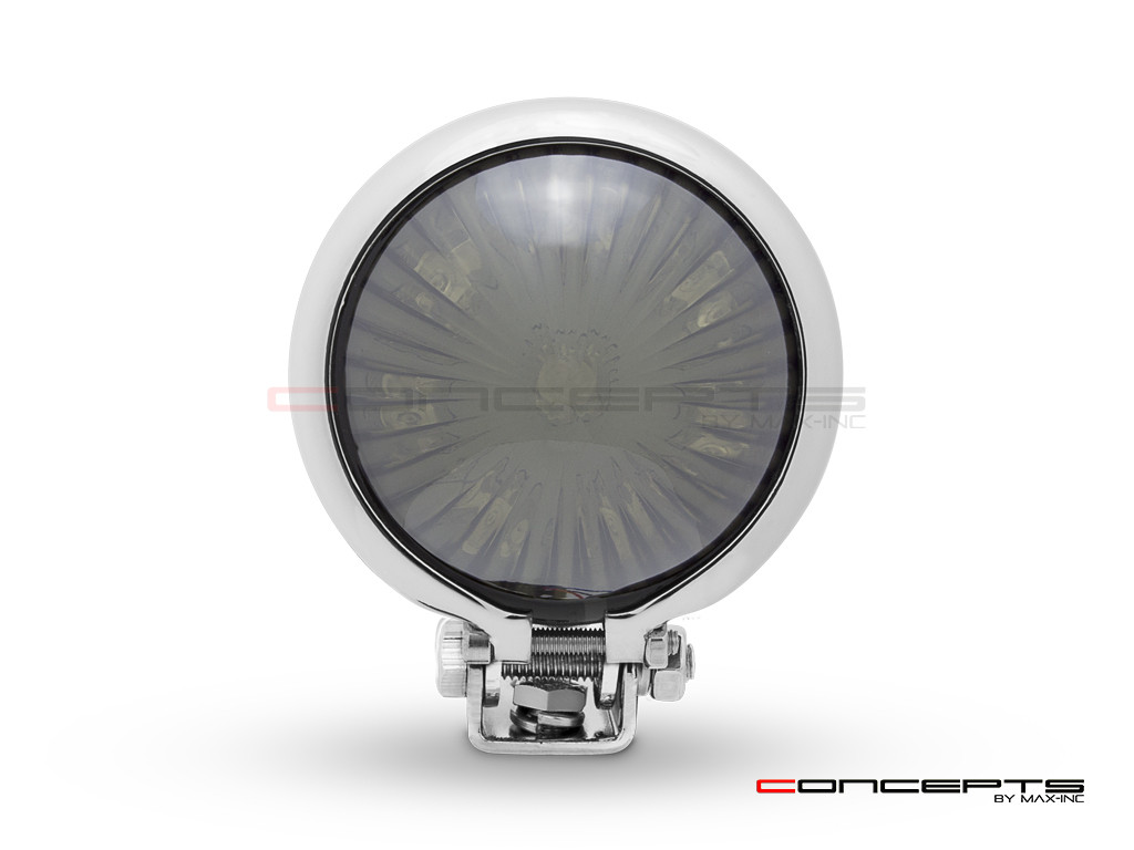 Chrome Mini Bates LED Stop / Tail Light - Smoked Lens