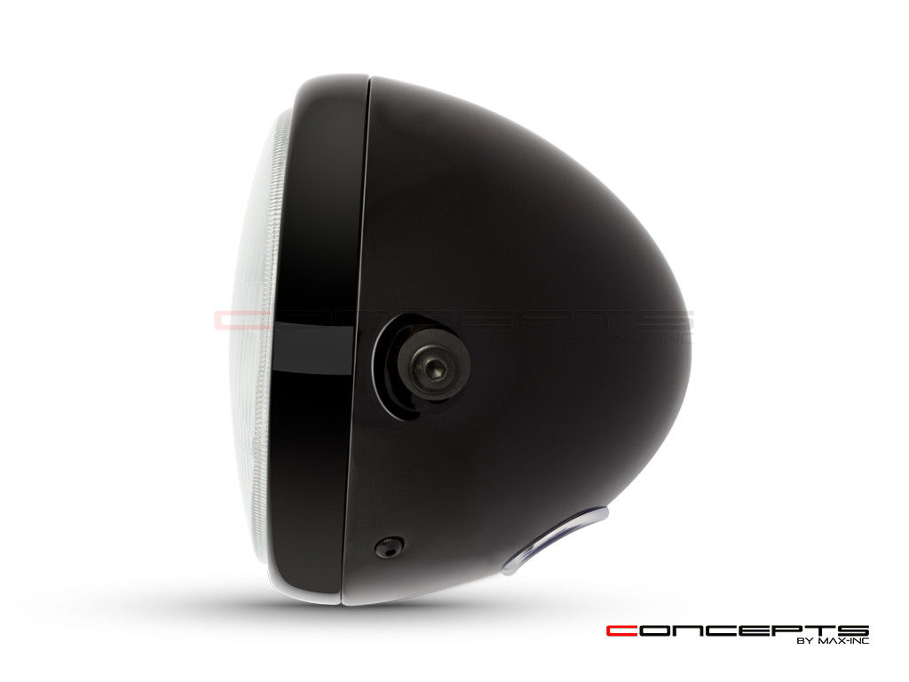 7.7' Gloss Black Universal Metal Classic Headlight - DOT Approved