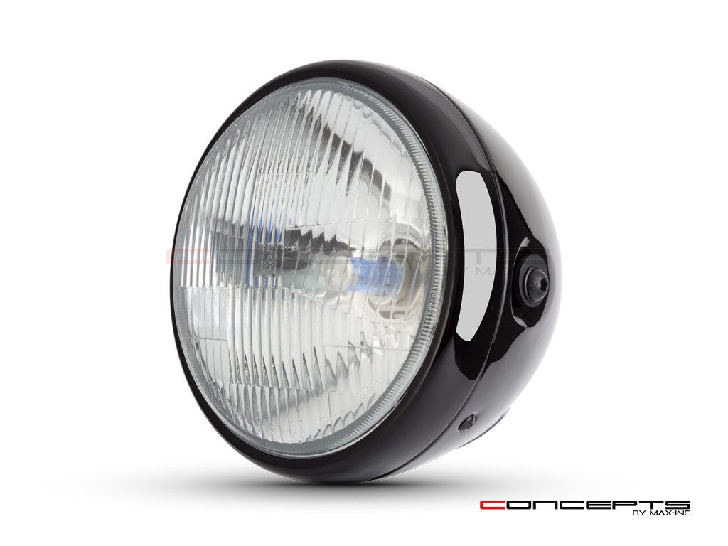 7.7' Gloss Black Universal Metal Classic Headlight - DOT Approved