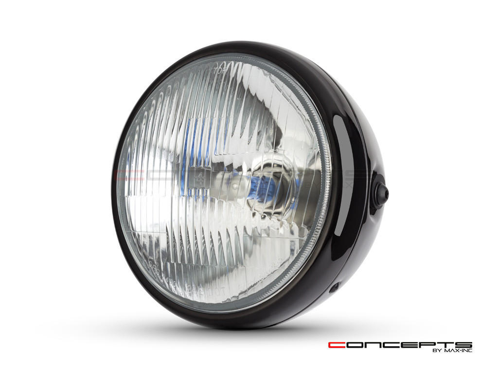 7.7' Gloss Black Universal Metal Classic Headlight - DOT Approved