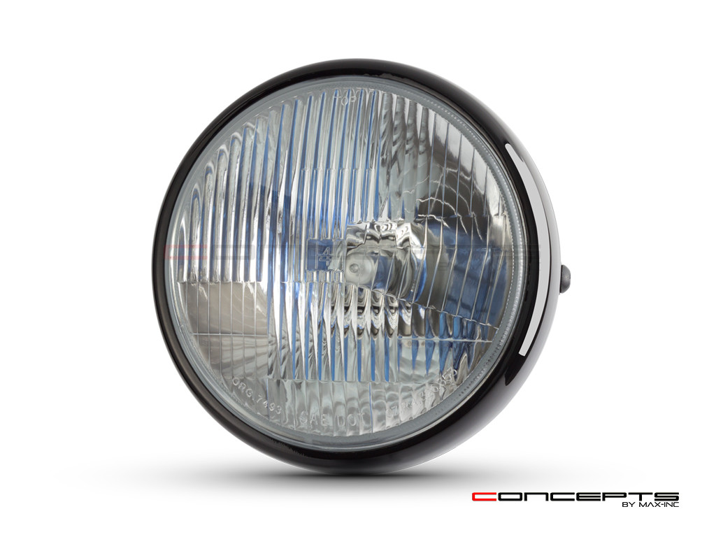 7.7' Gloss Black Universal Metal Classic Headlight - DOT Approved