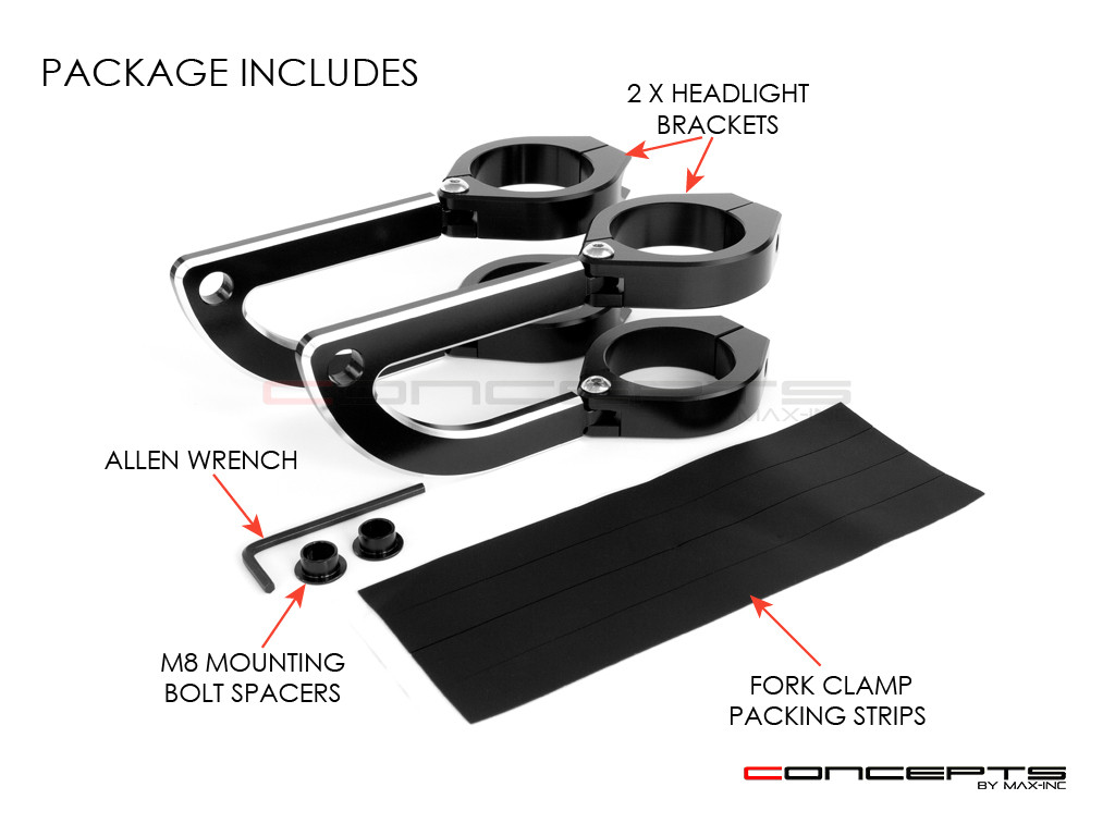 MAX Rogue Black + Contrast CNC Machined Headlight Brackets - 34/35mm Diameter
