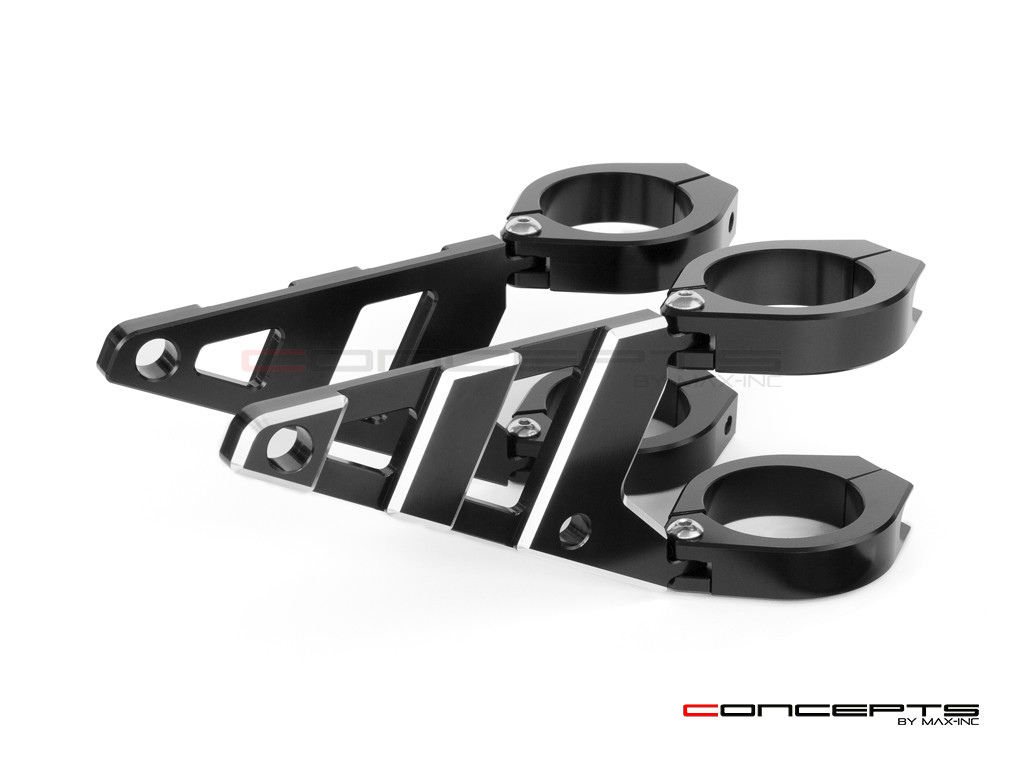 MAX Stomp Black + Contrast CNC Machined Headlight Brackets - 38/39mm Diameter