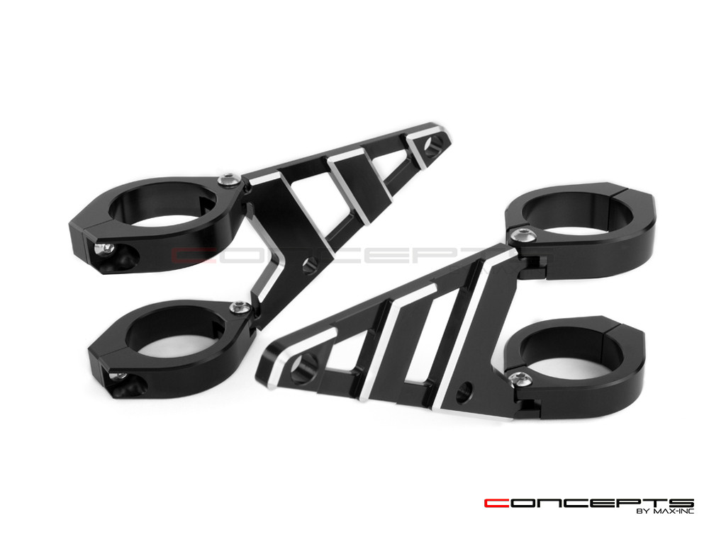 MAX Stomp Black + Contrast CNC Machined Headlight Brackets - 44/45mm Diameter