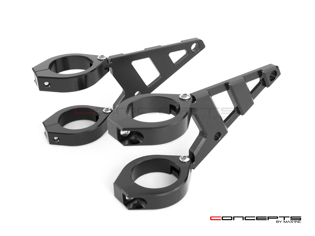 MAX Stomp Black CNC Machined Headlight Brackets - 44/45mm Diameter