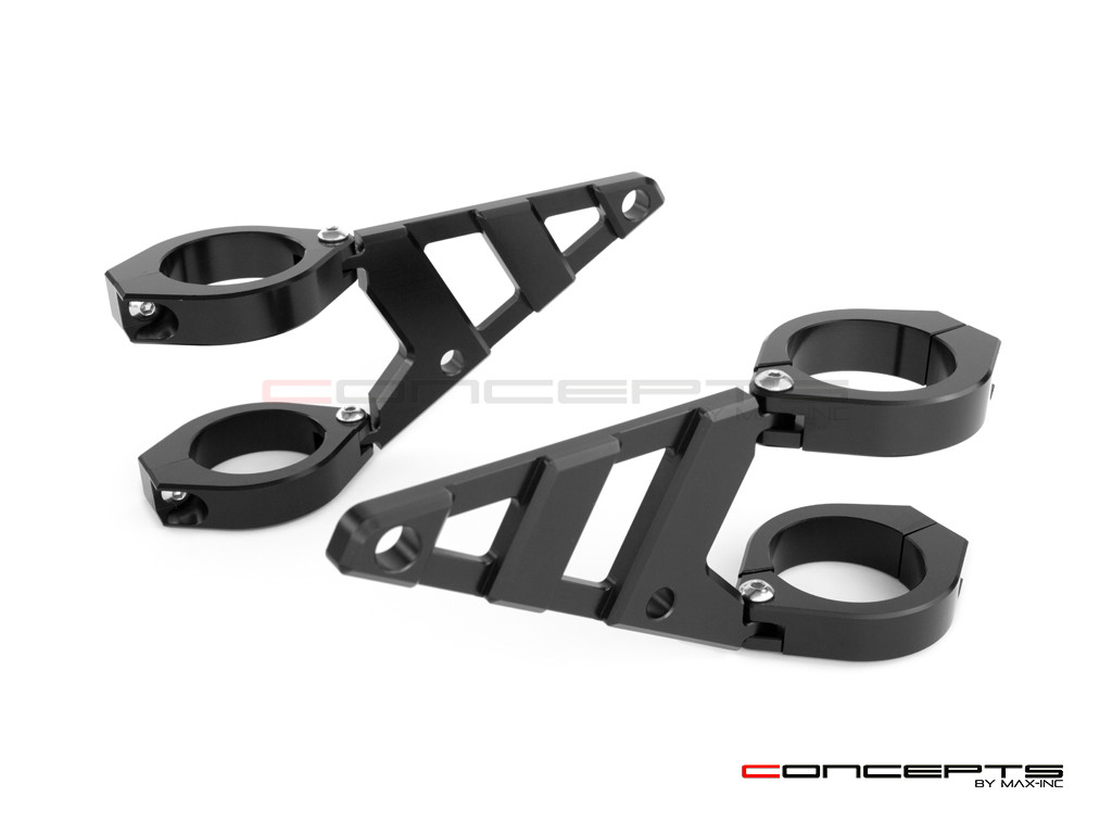 MAX Stomp Black CNC Machined Headlight Brackets - 54/55mm Diameter