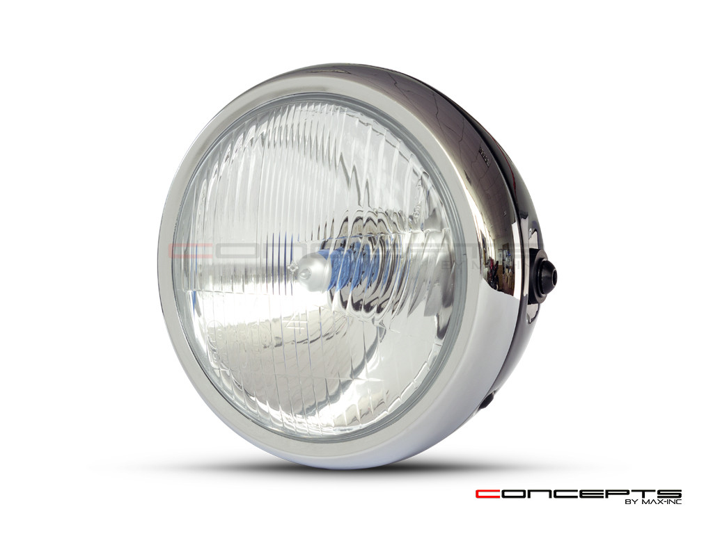 6" Gloss Black + Chrome Universal Metal Classic Headlight - Emarked