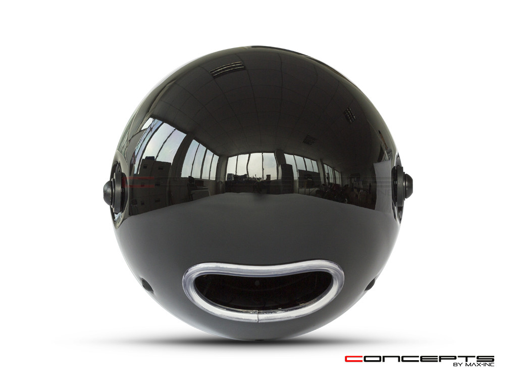 7.5" Gloss Black & Chrome + Prison Grill Metal Classic Headlight