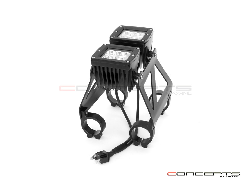 Black Dual Stacked Streetfighter LED Headlight - Available Fork Clamp Sizes 32 - 59mm