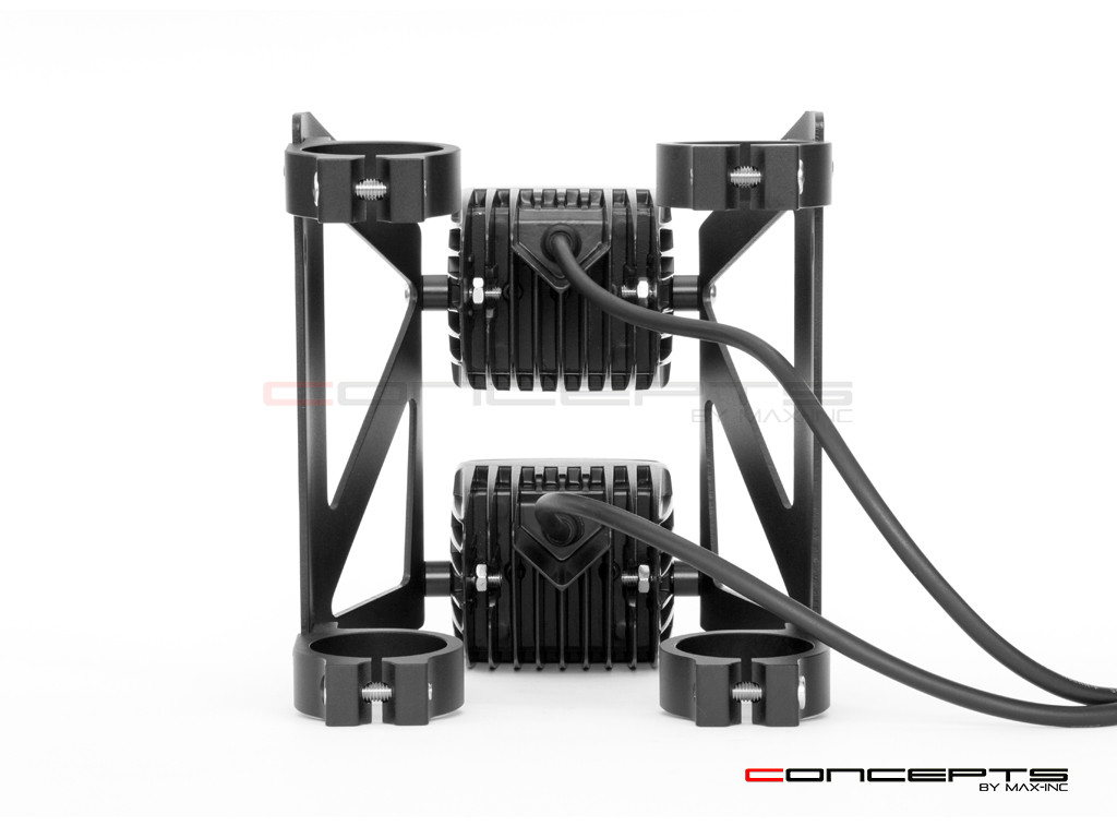 Black Dual Stacked Streetfighter LED Headlight - Available Fork Clamp Sizes 32 - 59mm