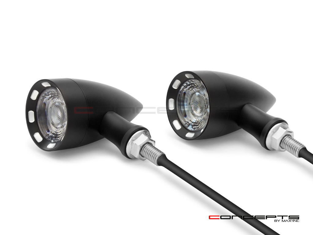 Black CNC Machined Billet Alum Custom Integrated LED Stop / Tail Lights + Turn Signals