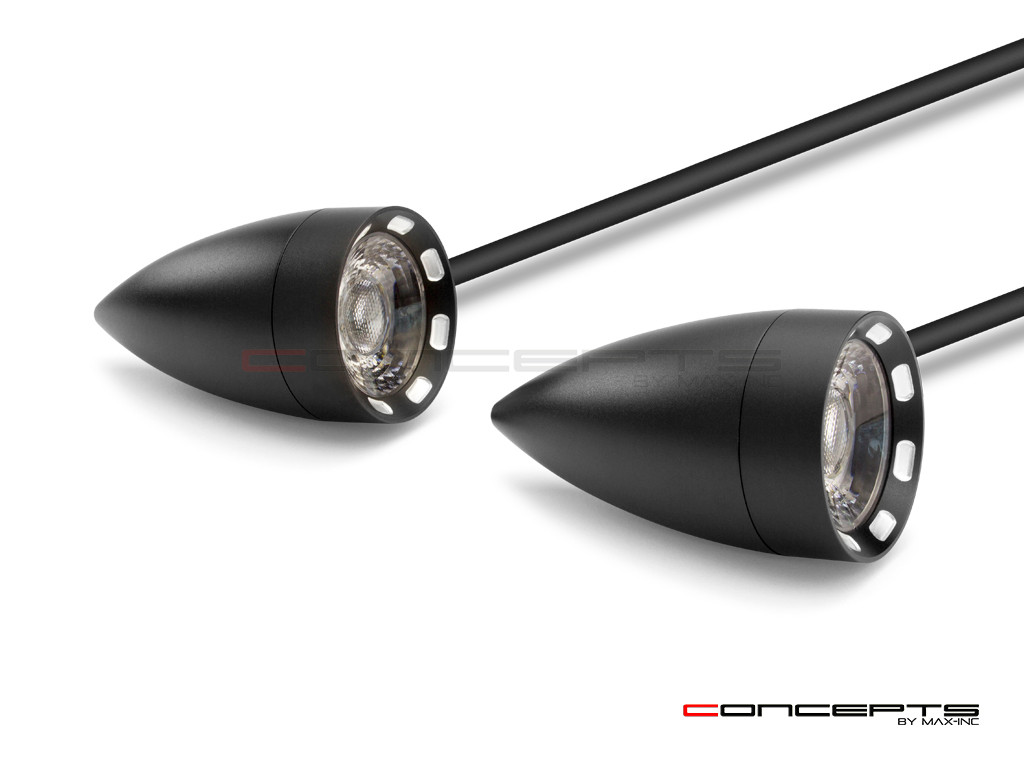 Black CNC Machined Billet Alum Custom Integrated LED Stop / Tail Lights + Turn Signals