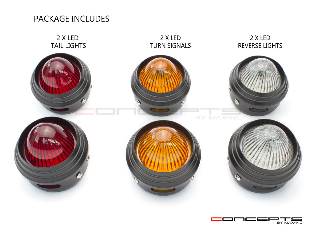  2.75" Universal Alum LED Stop / Tail Lights + Turn Signals + Reverse Lights - Set Of 6