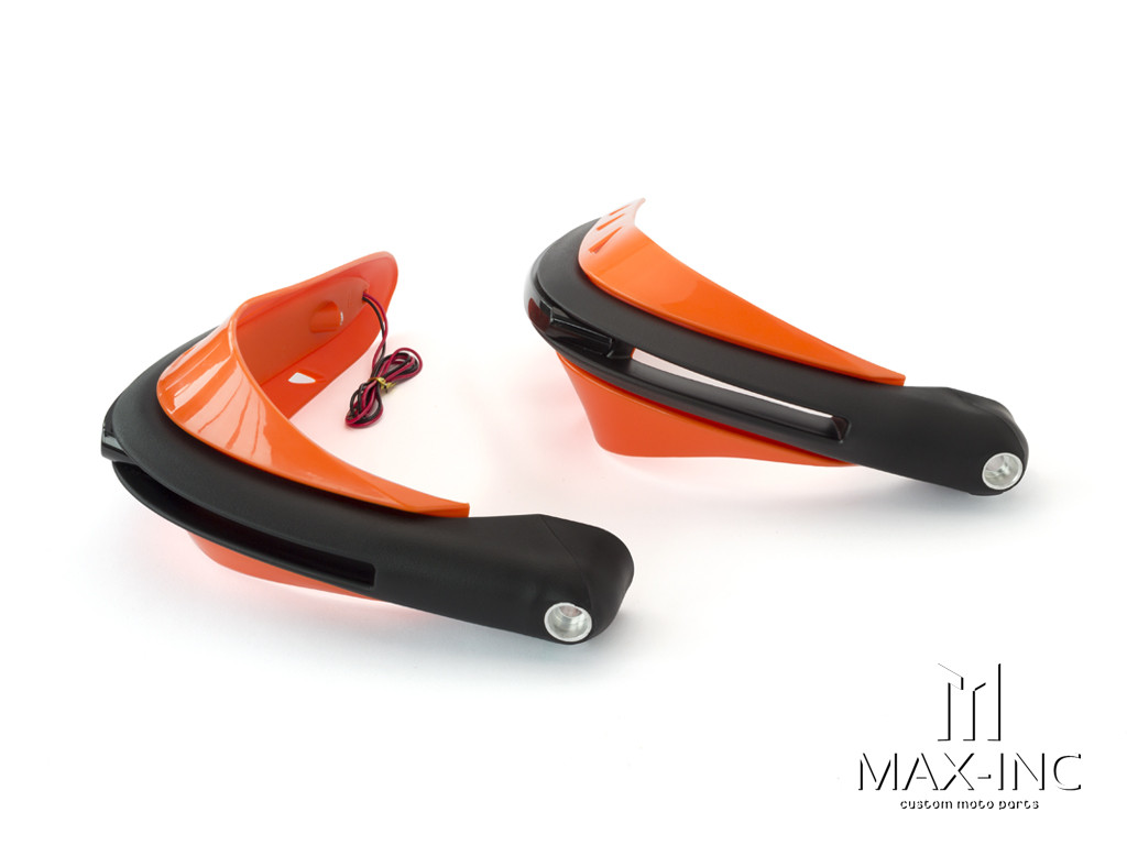 ORANGE Universal Hand Guards with Integrated Amber LED Turn Signals