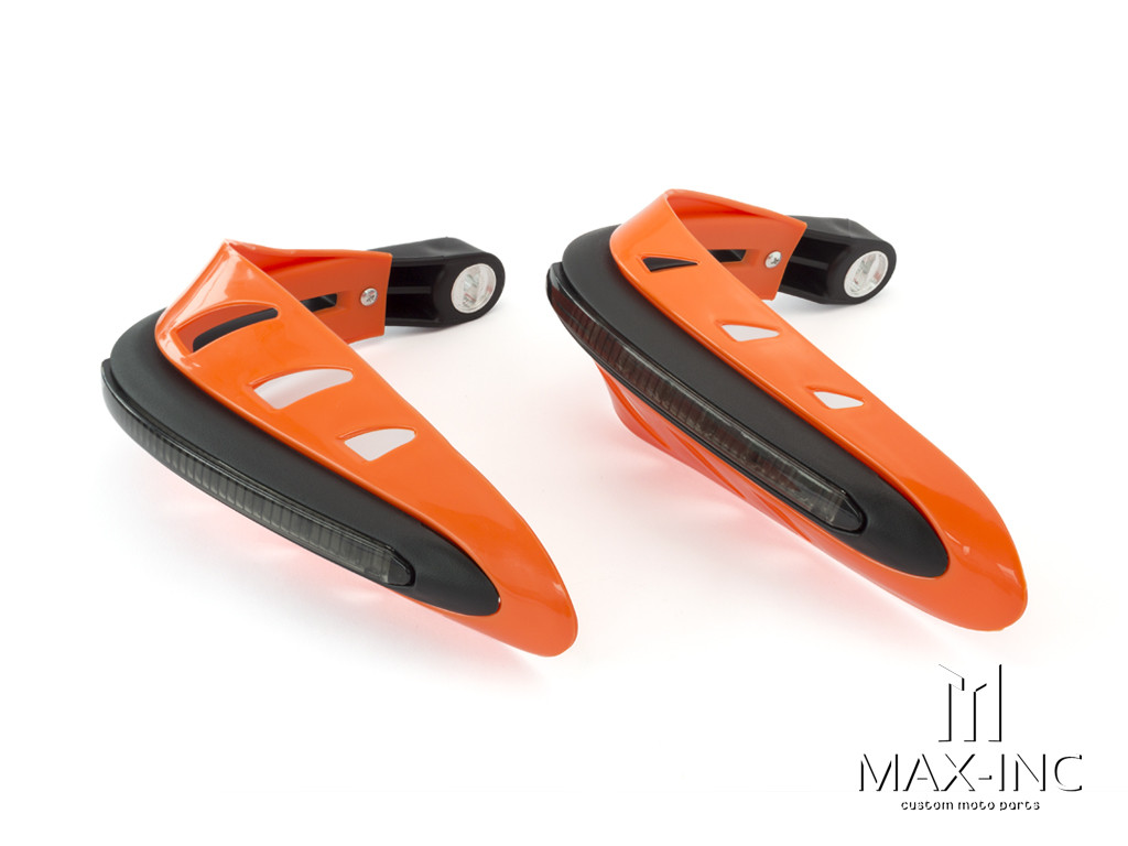 ORANGE Universal Hand Guards with Integrated White LED Daytime Running Lights