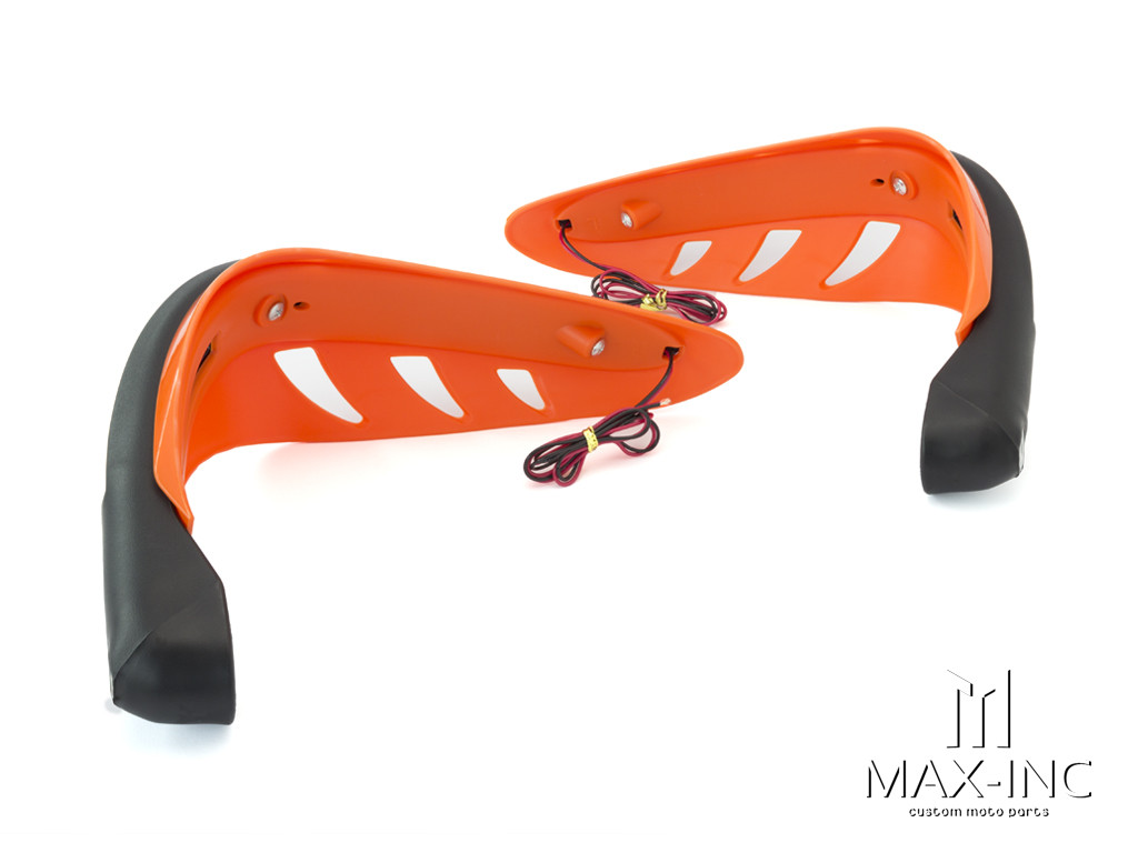 ORANGE Universal Hand Guards with Integrated White LED Daytime Running Lights