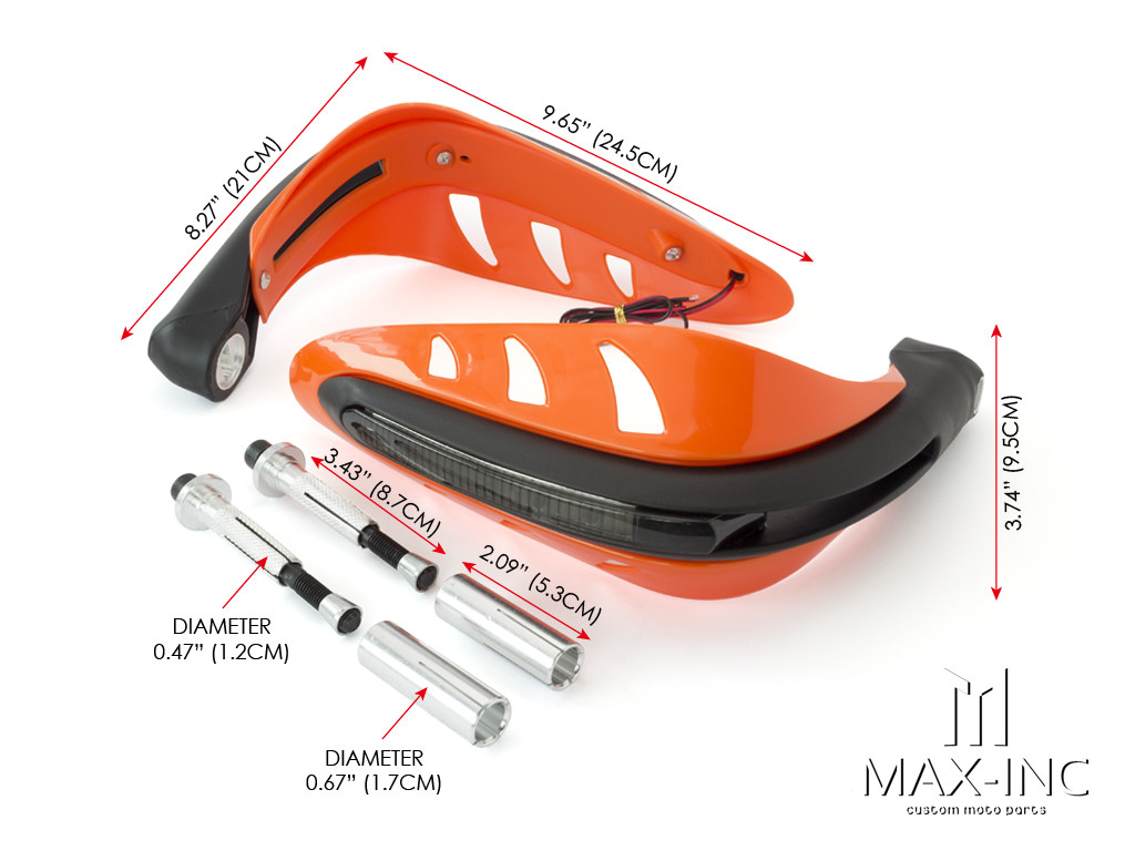 ORANGE Universal Hand Guards with Integrated White LED Daytime Running Lights