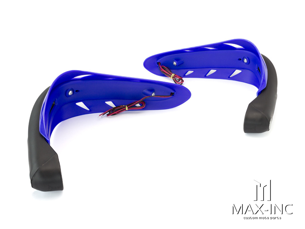 BLUE Universal Hand Guards with Integrated Amber LED Turn Signals