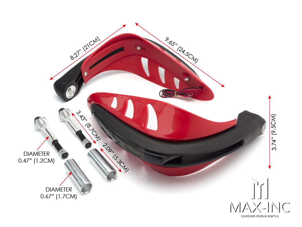 RED Universal Hand Guards with Integrated Amber LED Turn Signals