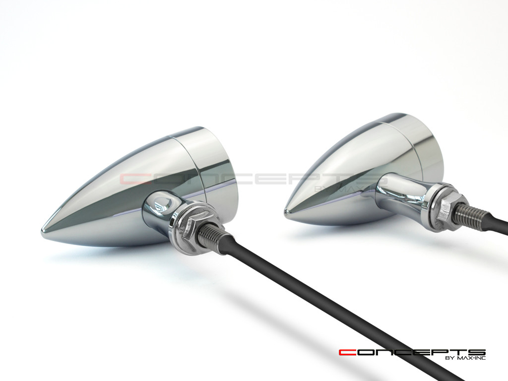 Chrome CNC Machined Billet Alum Custom Integrated LED Stop / Tail Lights + Turn Signals