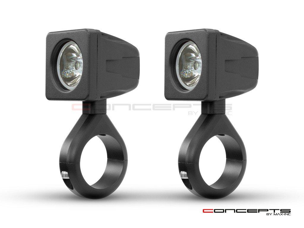 Cube 10W LED Spot Lights + Wiring Harness + Switch + Fork Clamps - 32/33MM