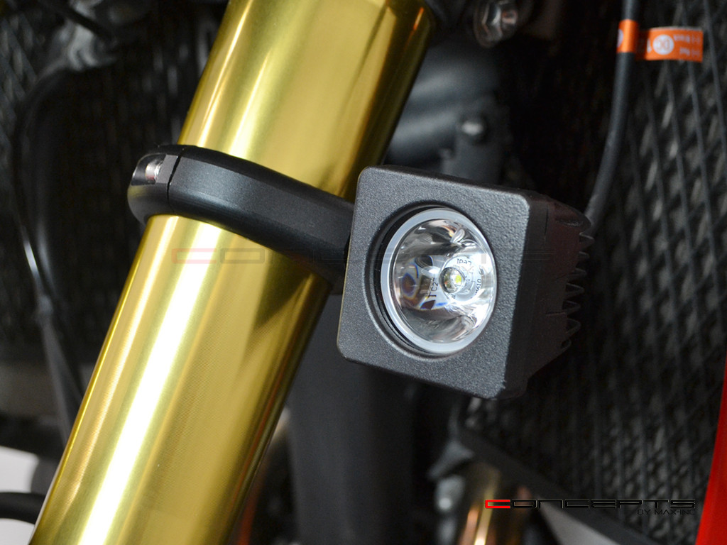 Cube 10W LED Spot Lights + Wiring Harness + Switch + Fork Clamps - 32/33MM