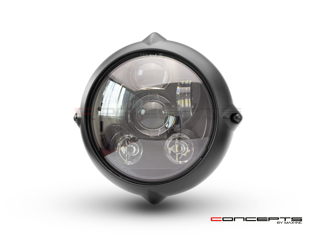 7" Black Alloy Vintage Style LED Projector Headlight