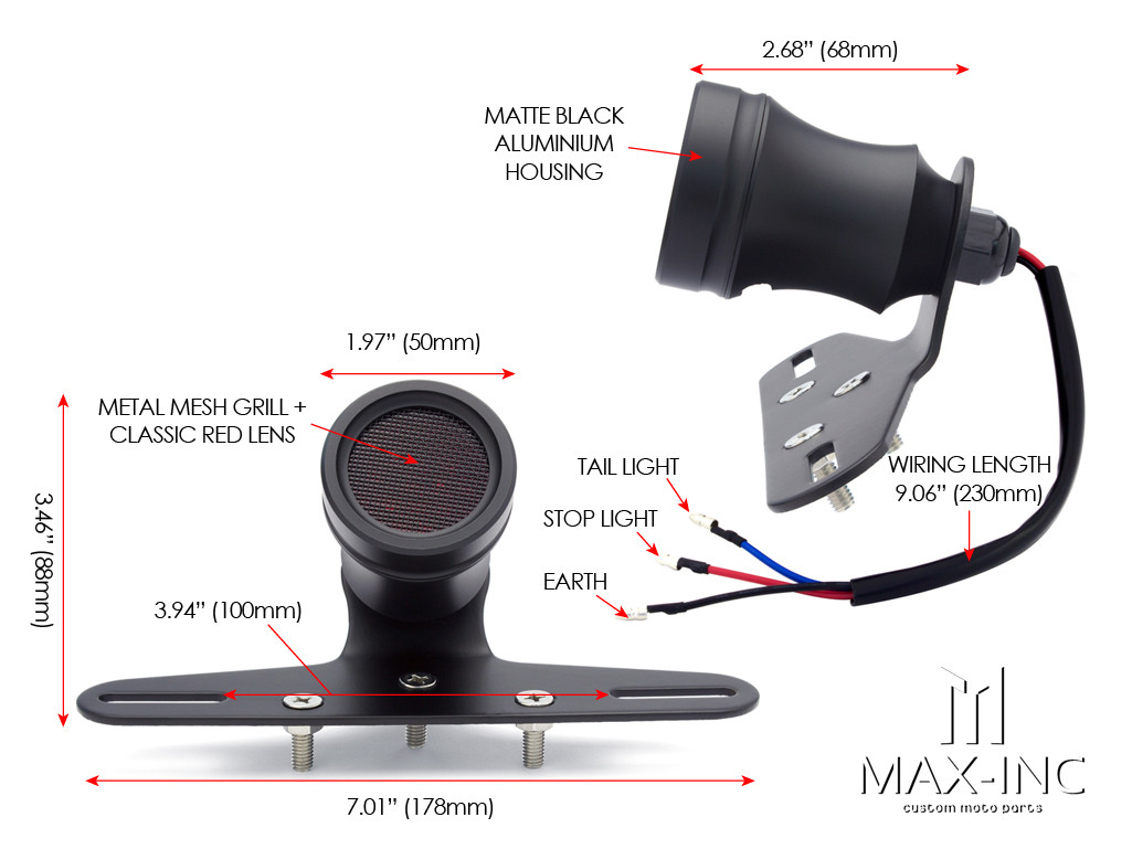 Black Alloy Mesh Grill LED Stop / Tail Light