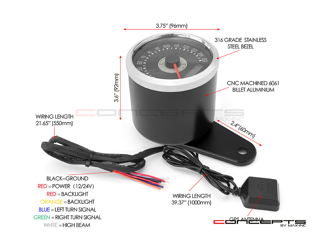 Smiths Replica Motorcycle GPS Analog Speedometer + Billet Alum Housing - MPH