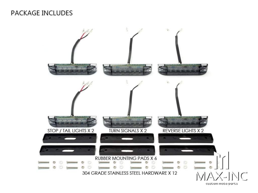 4" Flush Mount LED Stop / Tail Lights + Turn Signals + Reverse Lights - Set Of 6