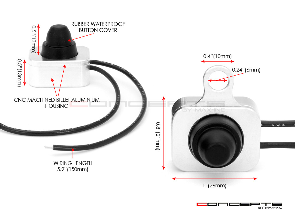 Universal CNC Machined Alum Auxiliary Light On/Off Switch
