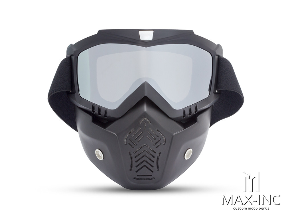 Open Face Helmet Bikers Full Face Mask / Goggles - Sliver Lens