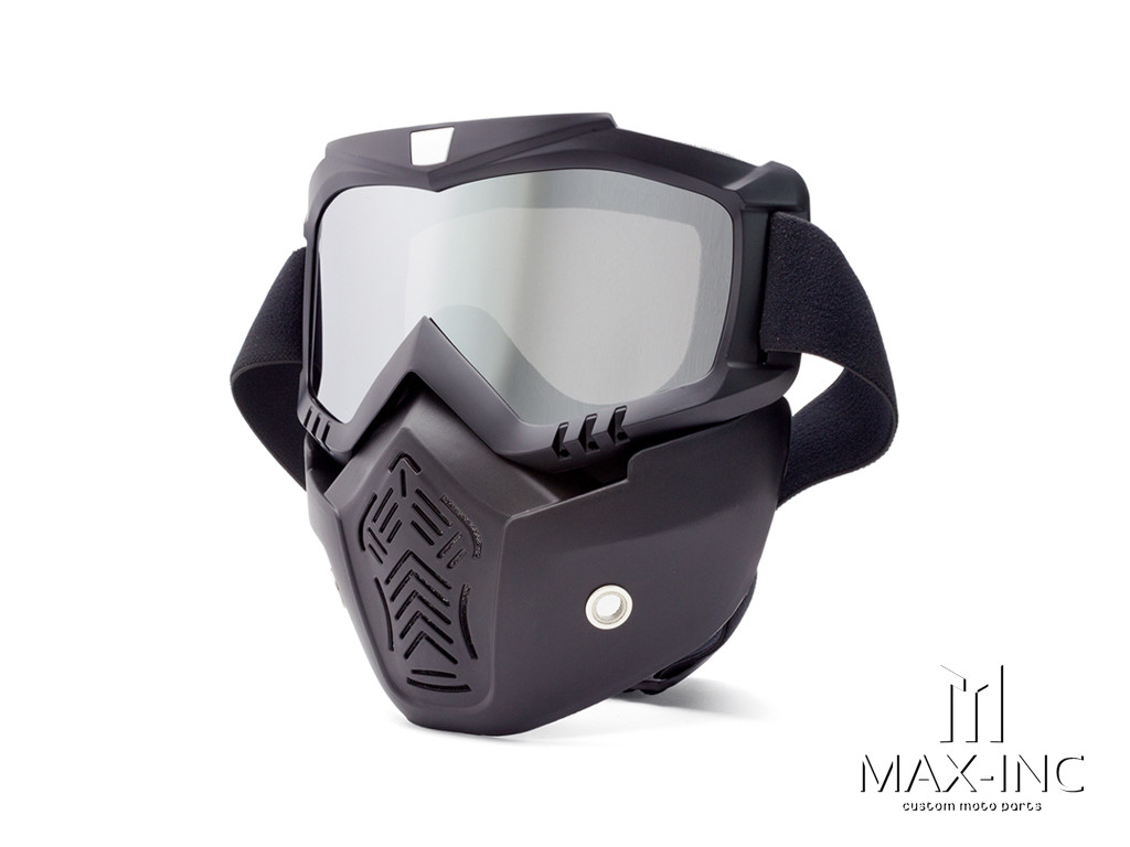 Open Face Helmet Bikers Full Face Mask / Goggles - Sliver Lens