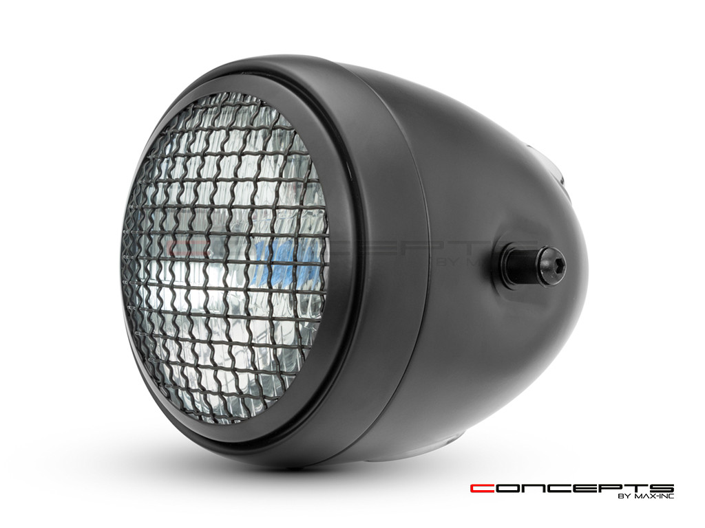 5.75" Vintage Style Black + Mesh Metal Headlight + Integrated Digital GPS Speedometer