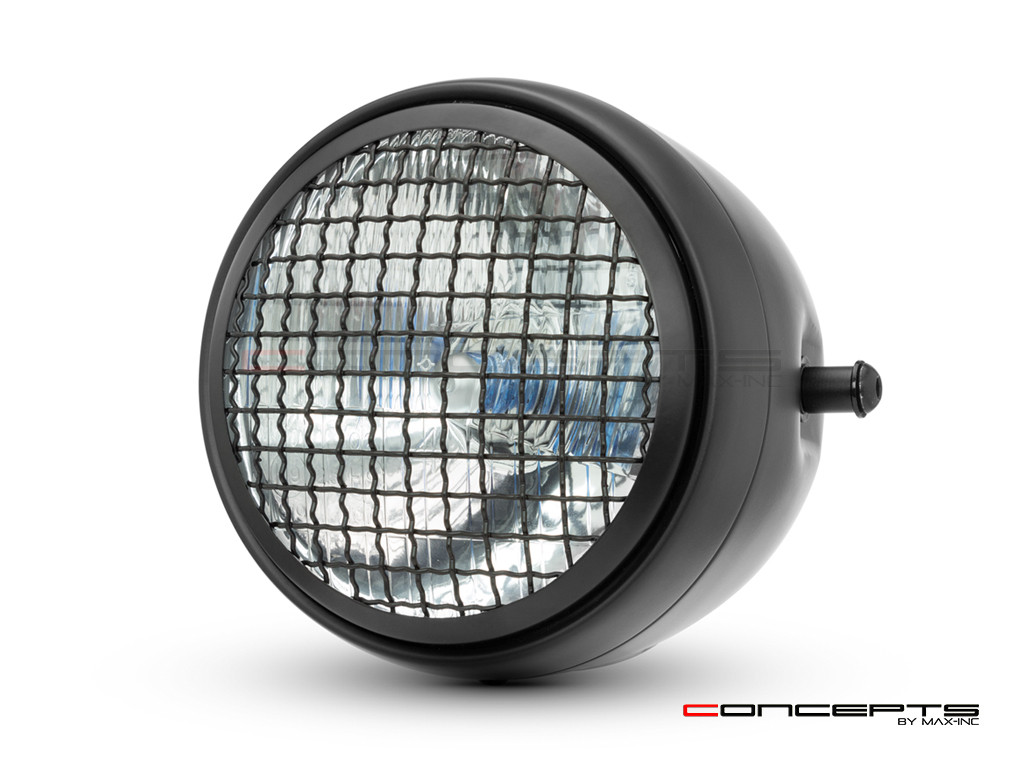 5.75" Vintage Style Black + Mesh Metal Headlight + Integrated Digital GPS Speedometer