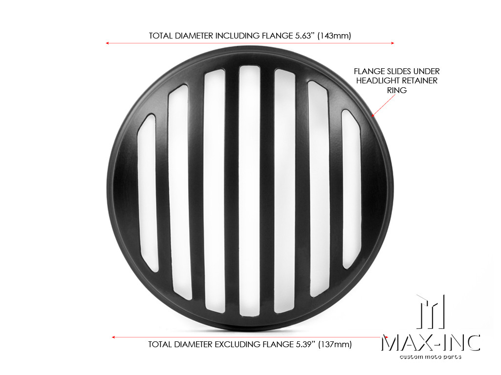 5.75" Black Prison Bar Grill Metal Headlight Cover