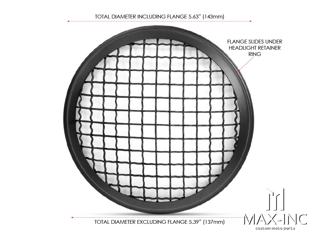 5.75" Black Mesh Grill Metal Headlight Cover