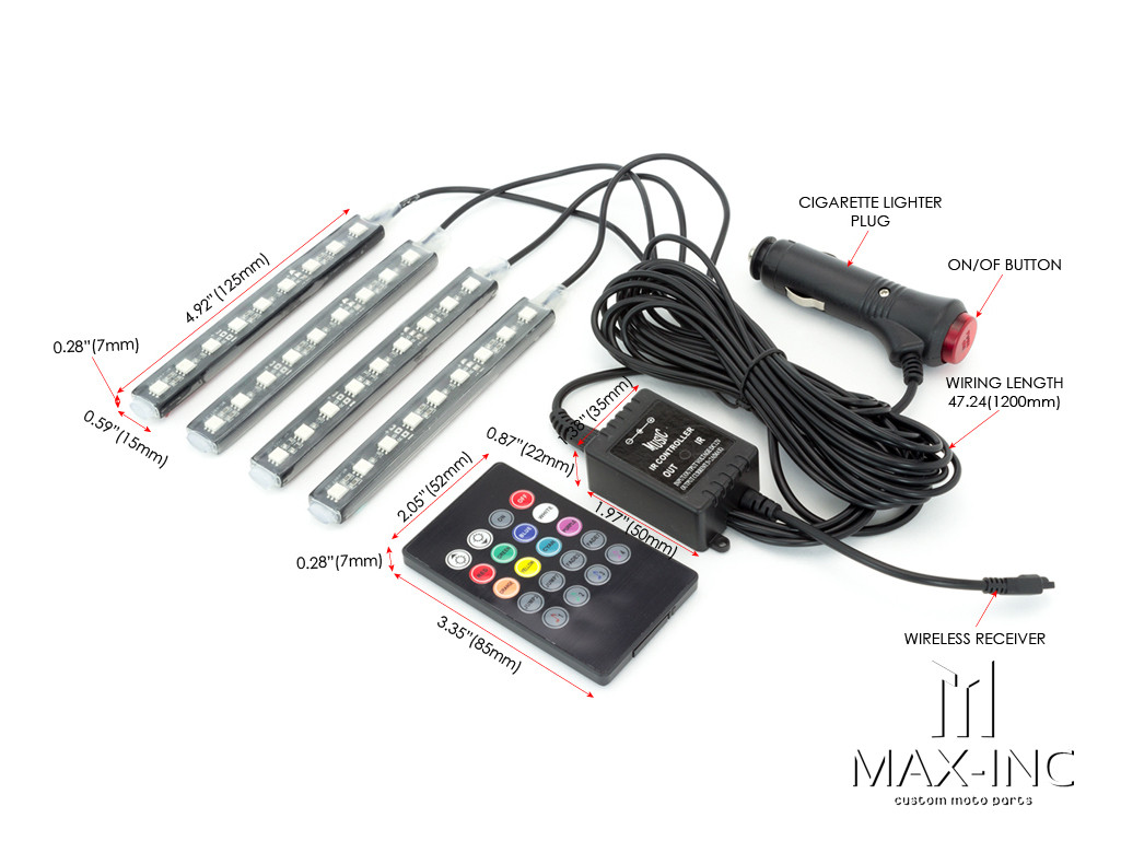 12v Music Activated Strobe Interior RGB LED Lighting Kit