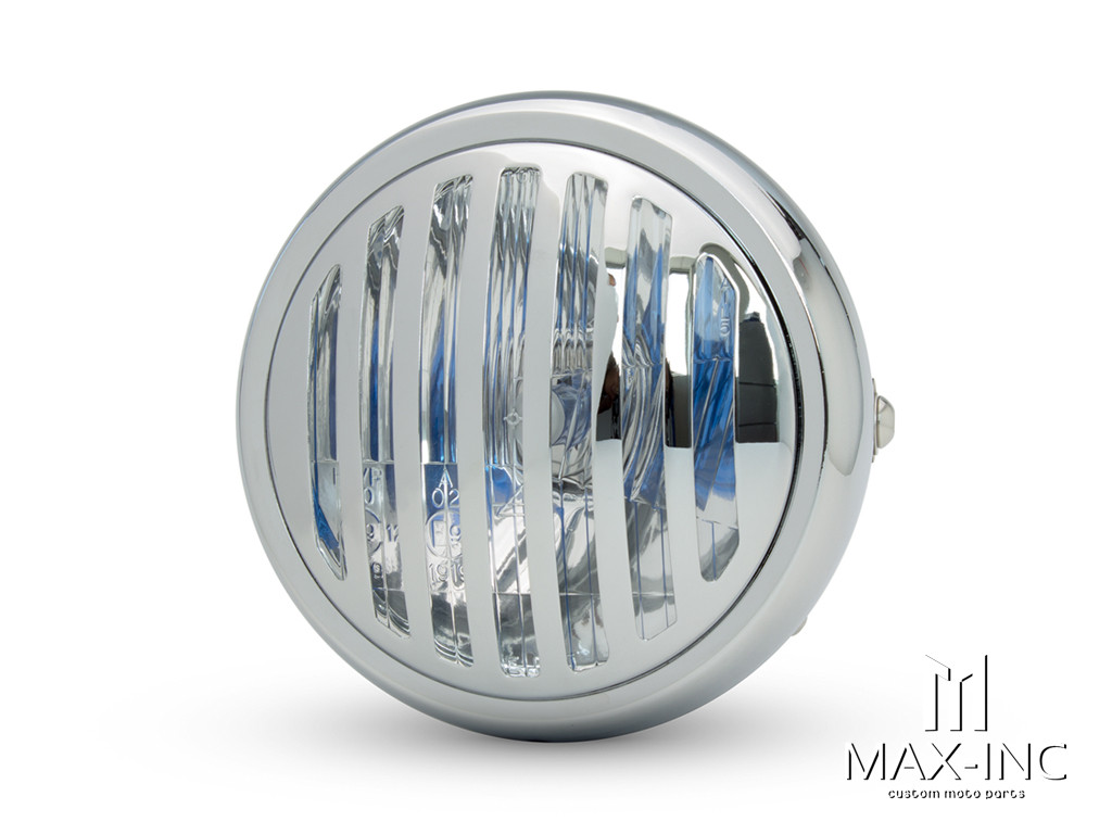 6" Chrome + Prison Grill Metal Classic Headlight