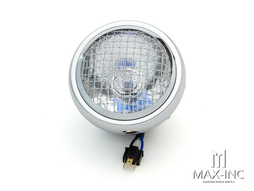 6" Chrome + Mesh Grill Metal Classic Headlight