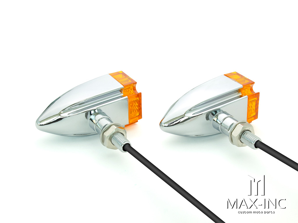 Maltese Cross Chrome Alloy Custom LED Turn Signals