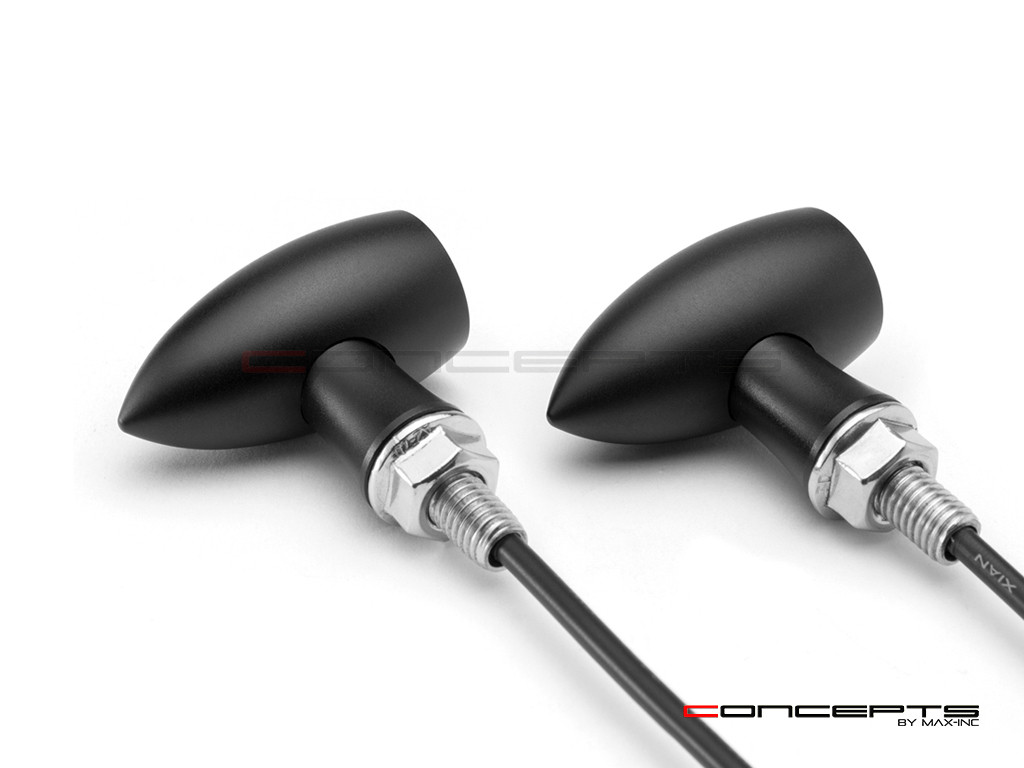 MAX LADZ Black + Brass CNC Machined Alum Mini LED Indicators / Turn Signals + Running Lights
