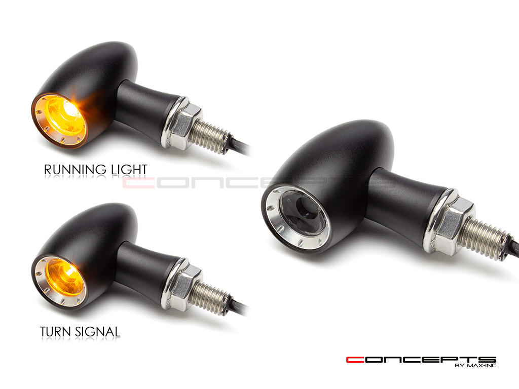 MAX LADZ Black + Natural CNC Machined Alum Mini LED Indicators / Turn Signals + Running Lights