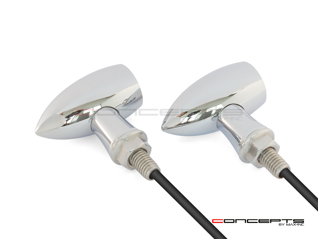 MAX LADZ Chrome CNC Machined Alum Mini LED Indicators / Turn Signals + Running Lights