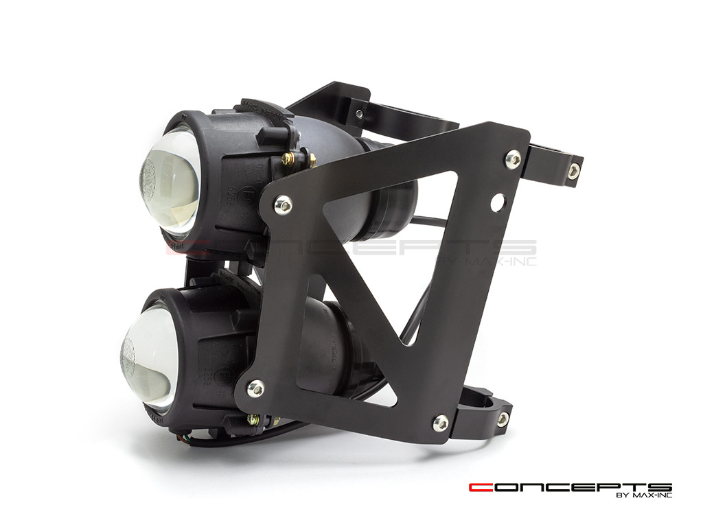 Black Dual Stacked Streetfighter Projector Headlight Set - Emarked & DOT Approved