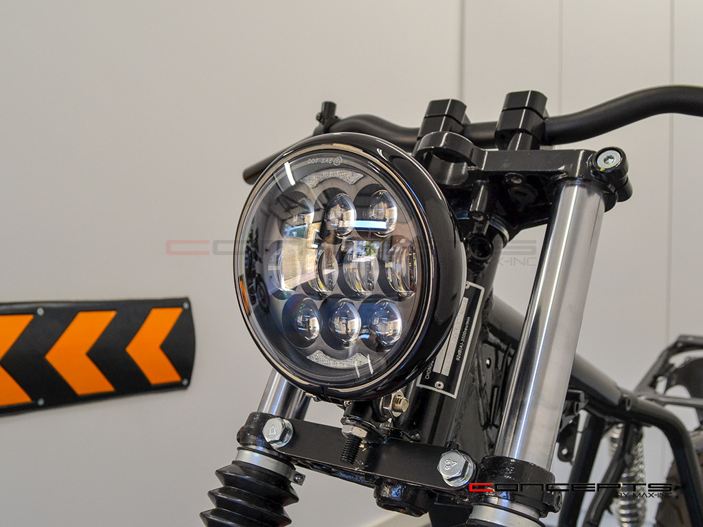 5.75" Bates Style LED Multi Projector Gloss Black Metal Headlight + DRLS