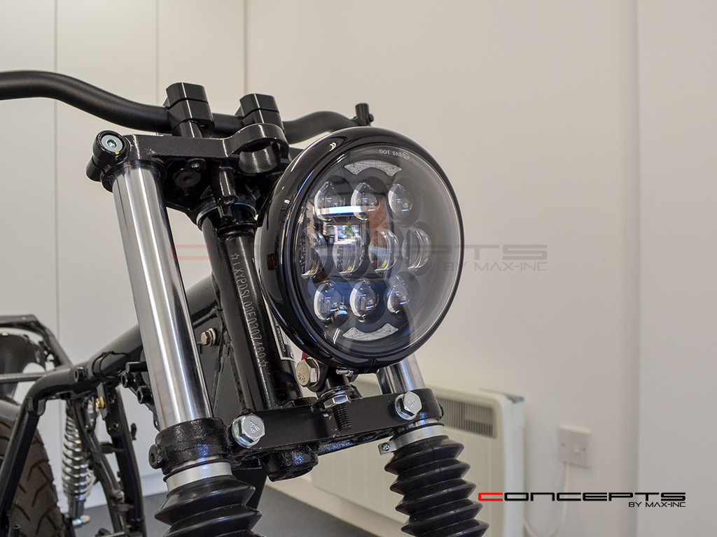 5.75" Bates Style LED Multi Projector Gloss Black Metal Headlight + DRLS